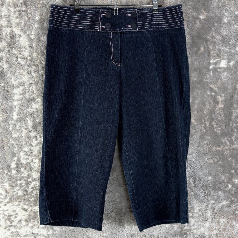 Nicle Miller Size 16 Cropped Stretch Denim Pin Striped Jeans Blue‎ Pants
